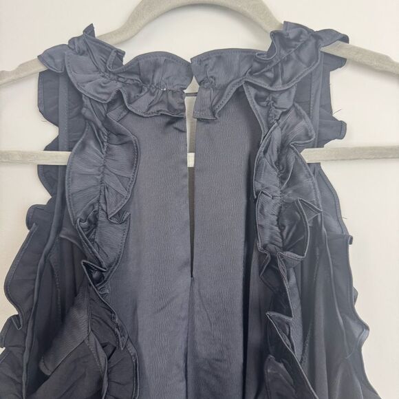 UMGEE | Ruffle Detail Cold Shoulder Black Mini Dress Women’s Size Medium - Picture 8 of 8